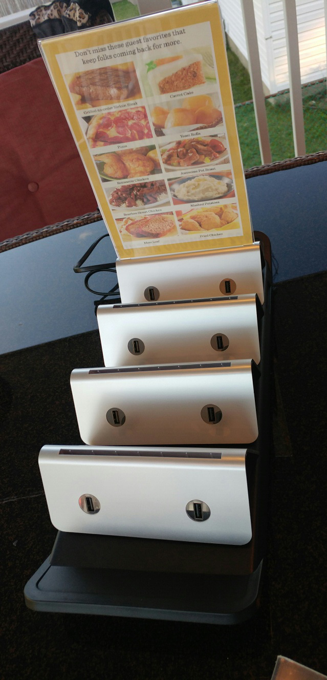 Restaurant Cell Phone Charging Station - 4 Units on charger 